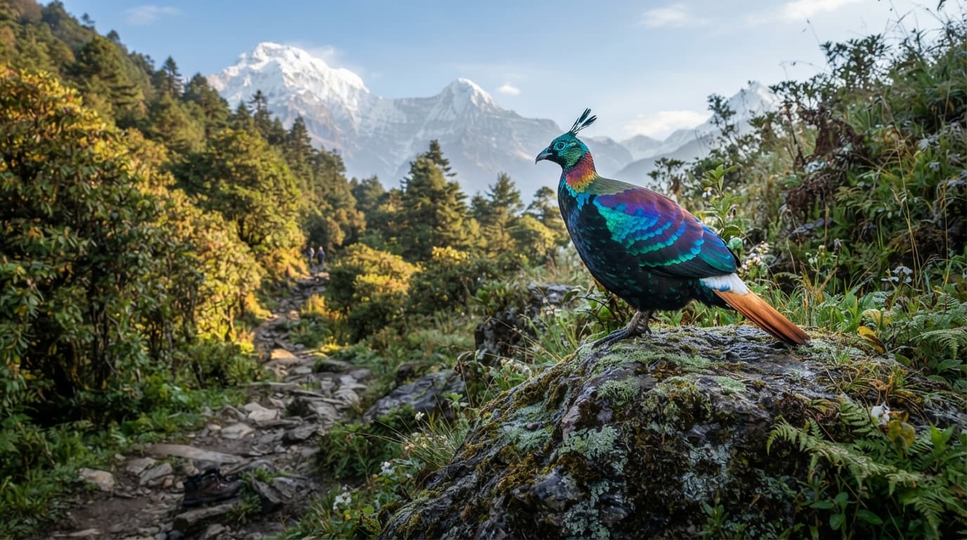 Himalayan Monal spotted near the Mardi Himal trekking route.