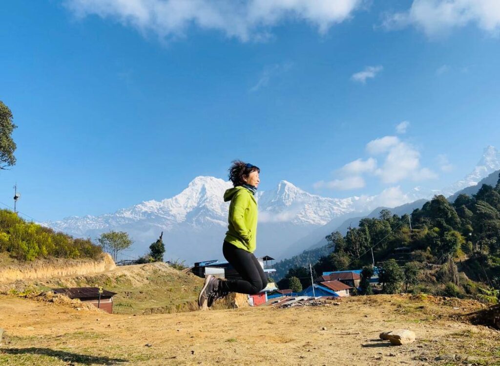 Having fun at Mardi Himal Trek