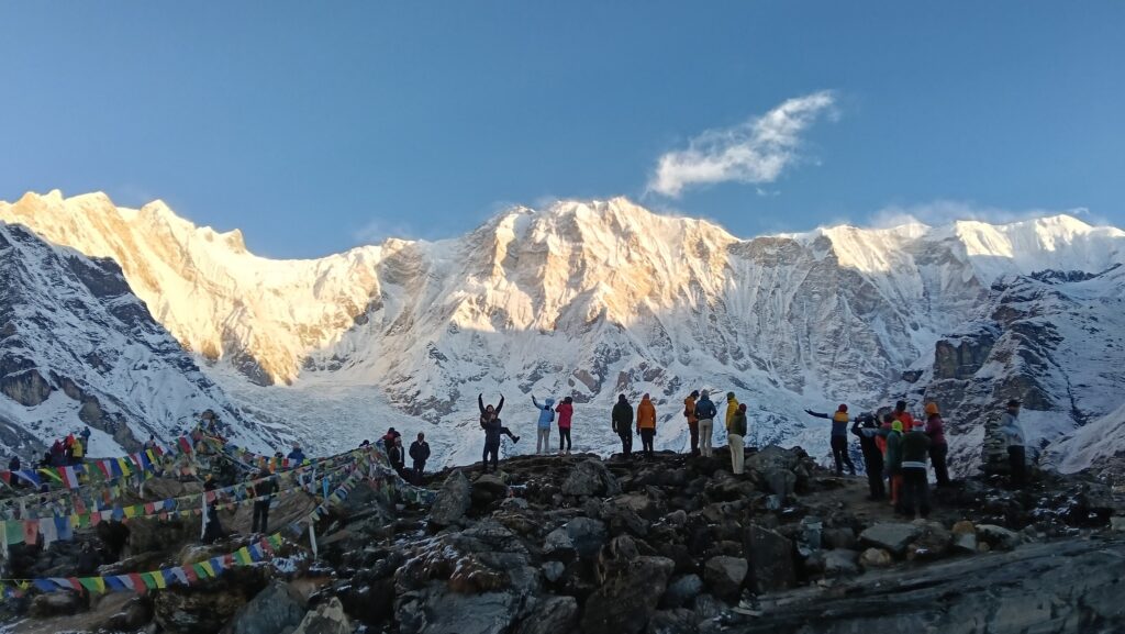 Peoples enjoying the view from Annapurna Base Camp